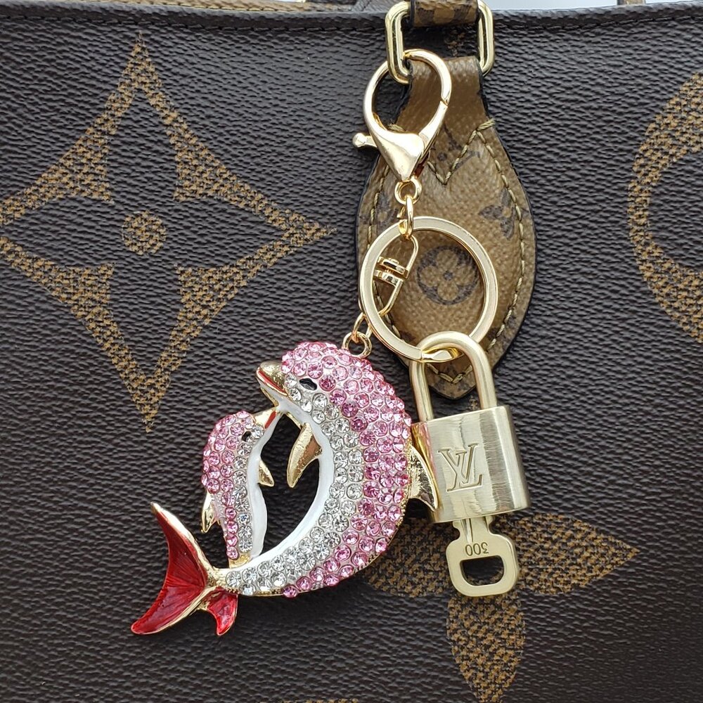 Authentic Louis Vuitton Gold Lock 🔒 Unbranded Dolphine Keychain Bag Charm LV